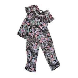 Aria Collection Women's Cap Sleeve Capri Pajama Set in Paisley Size small
